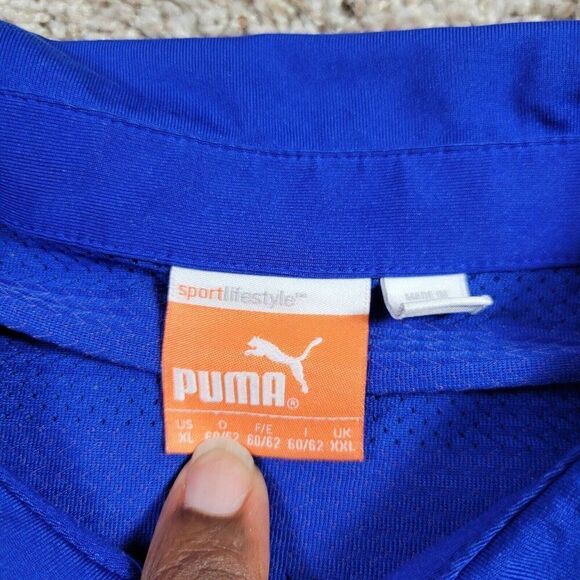 Puma Golf Polo Shirt Mens XL Blue Vented Short Sleeve Performance Stripe USP Dry - Picture 2 of 7